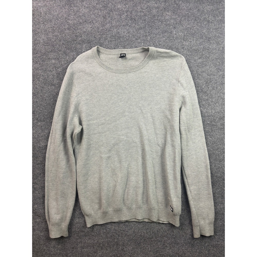 Helly Hansen Crew Neck Sweater Mens XL Gray Cotton Knit Textured Pullover
